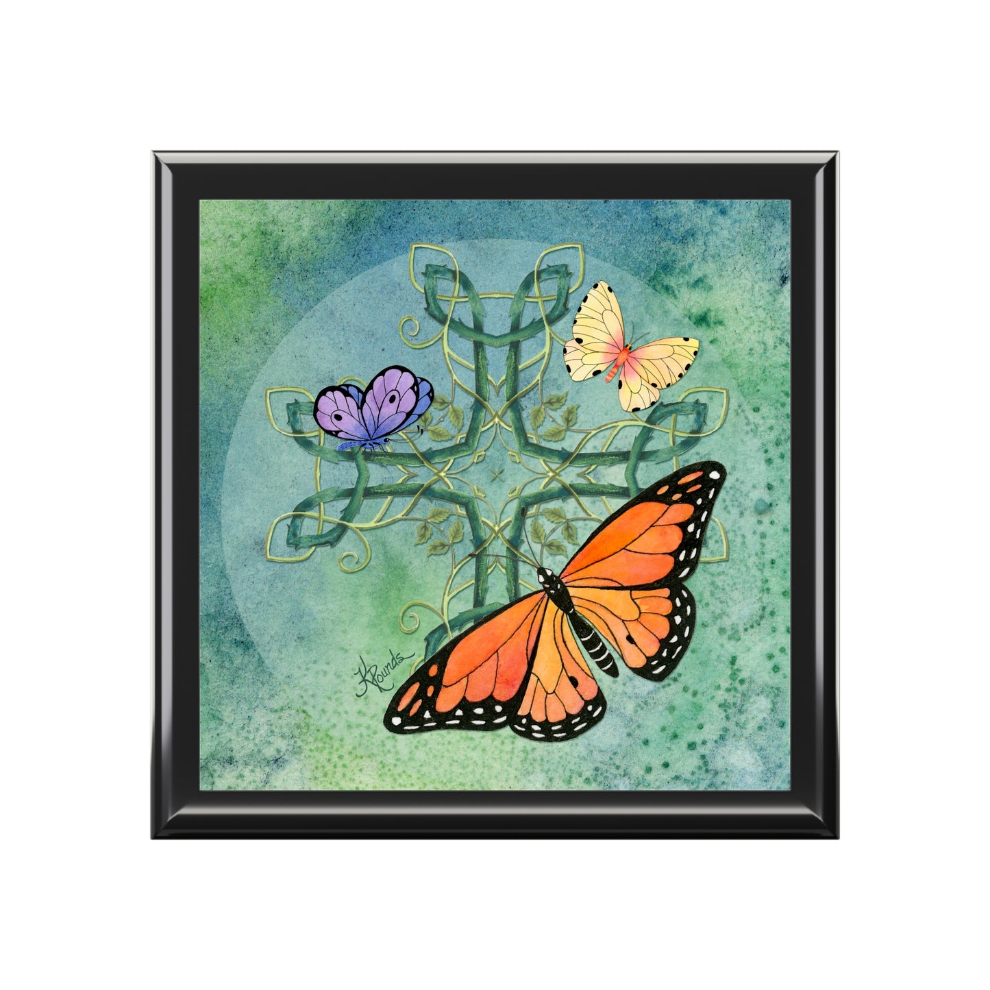 Monarch Butterfly Watercolor Art Jewelry Box