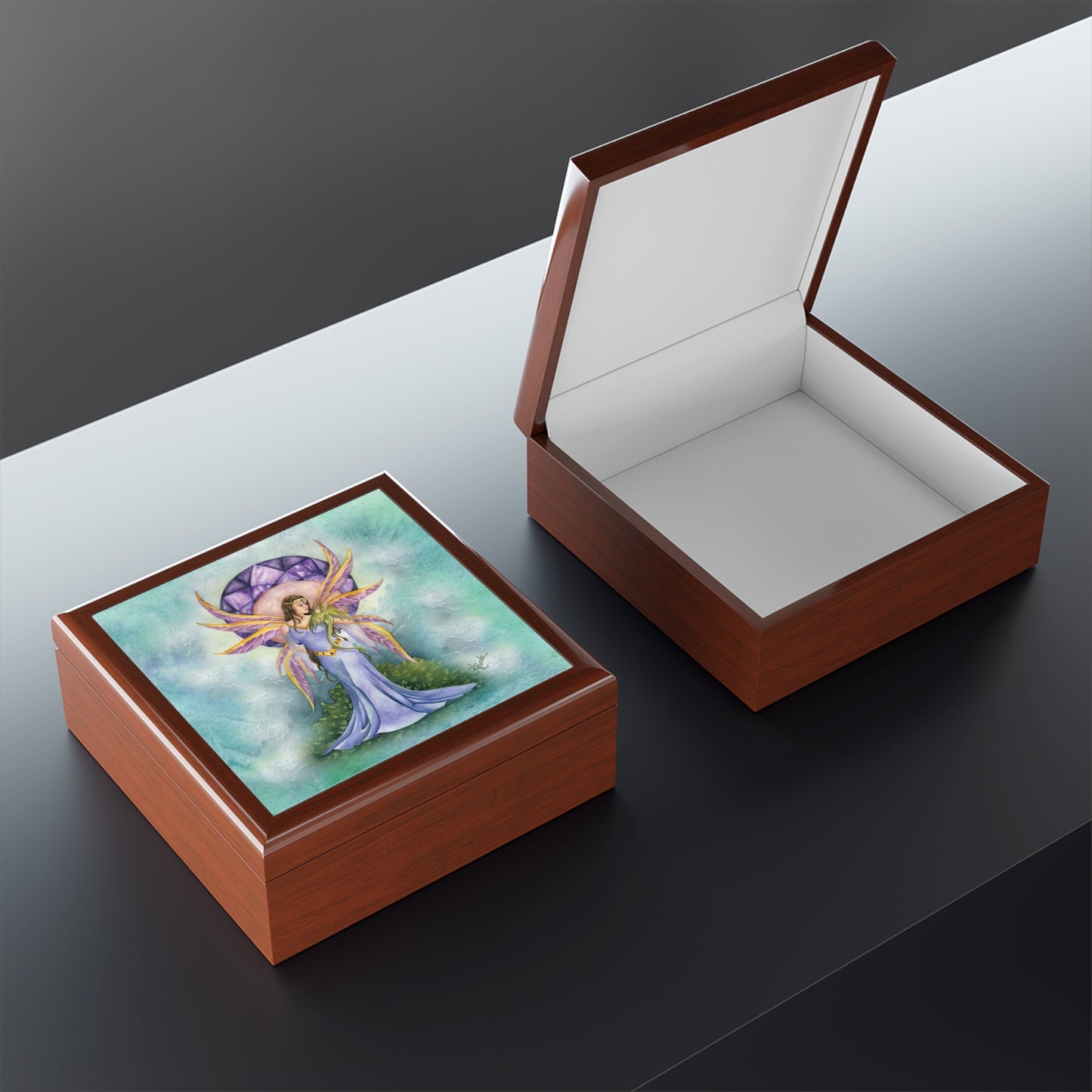 Amethyst Dragon Fairy Jewelry Box or Keepsake Box