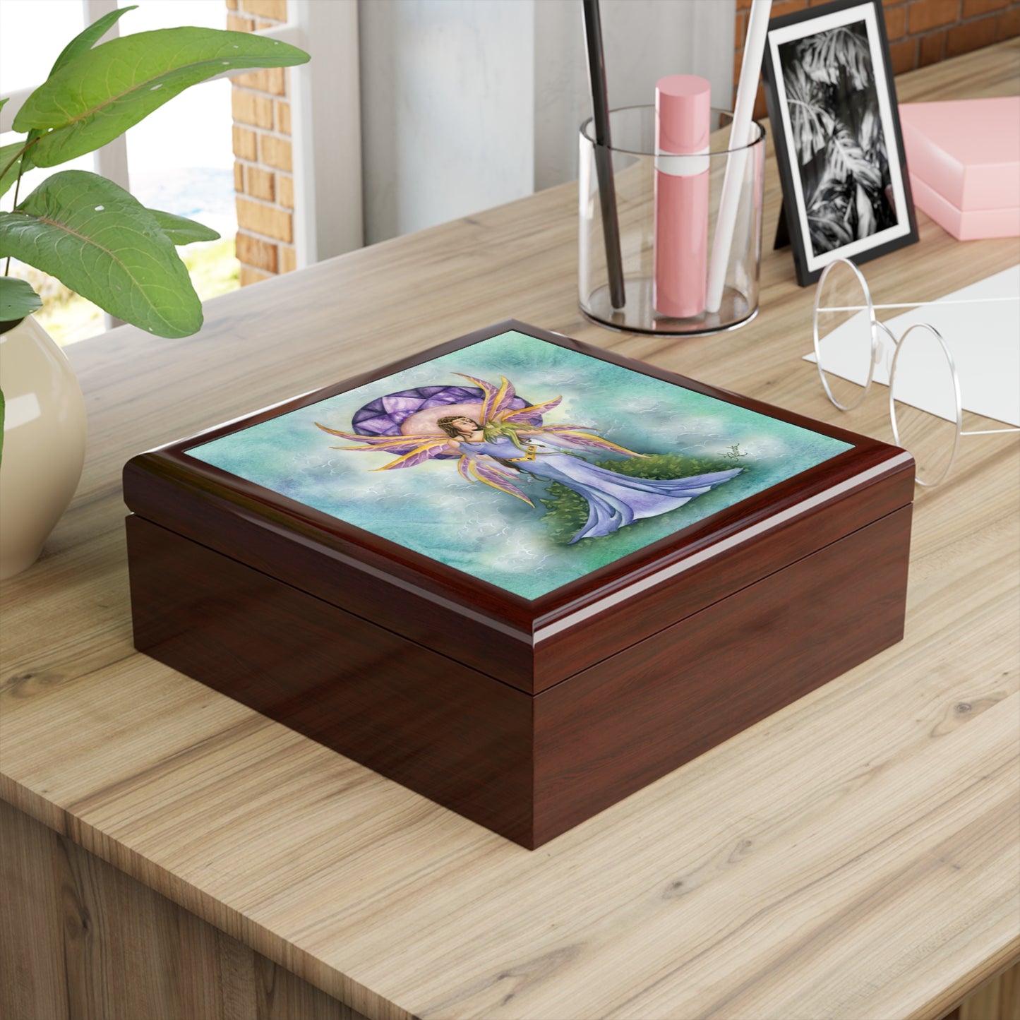 Amethyst Dragon Fairy Jewelry Box or Keepsake Box