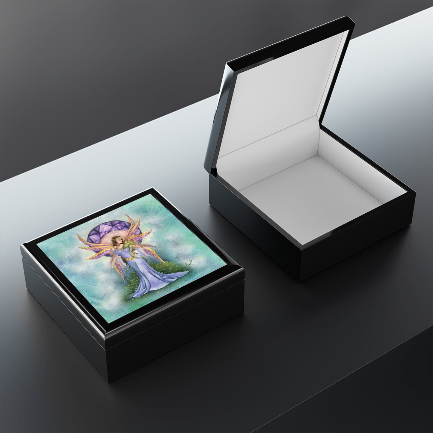 Amethyst Dragon Fairy Jewelry Box or Keepsake Box