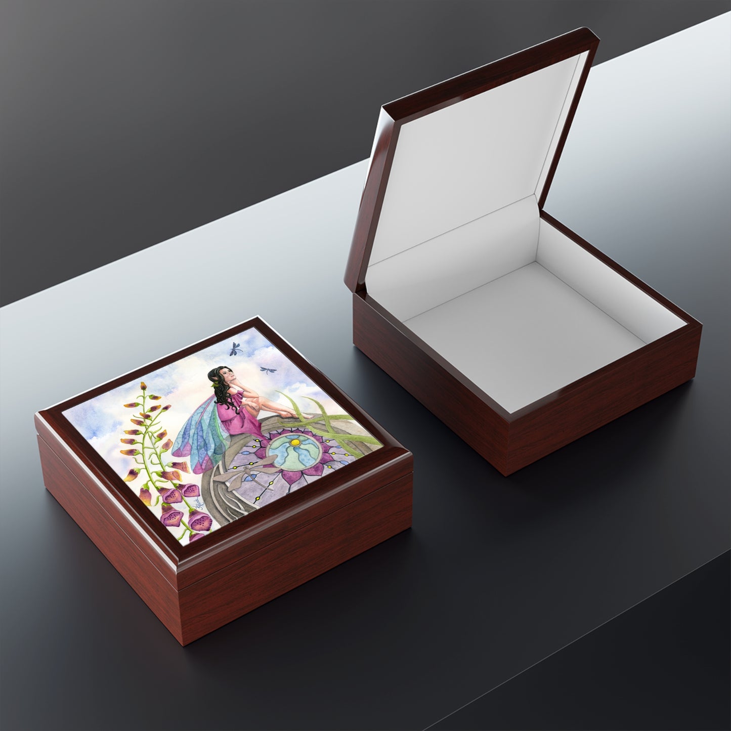 Dragonfly Fairy in the Foxglove Garden Jewelry Box