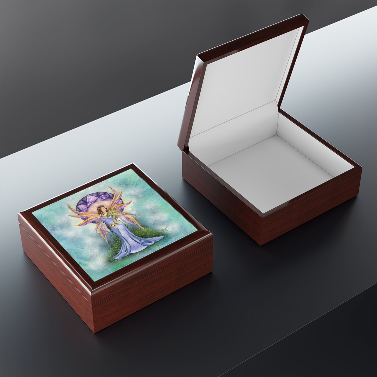 Amethyst Dragon Fairy Jewelry Box or Keepsake Box