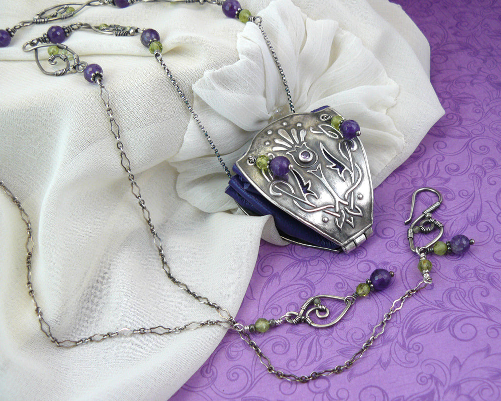 Celtic Knot Thistle Design Sterling Silver Drawstring Purse Pendant