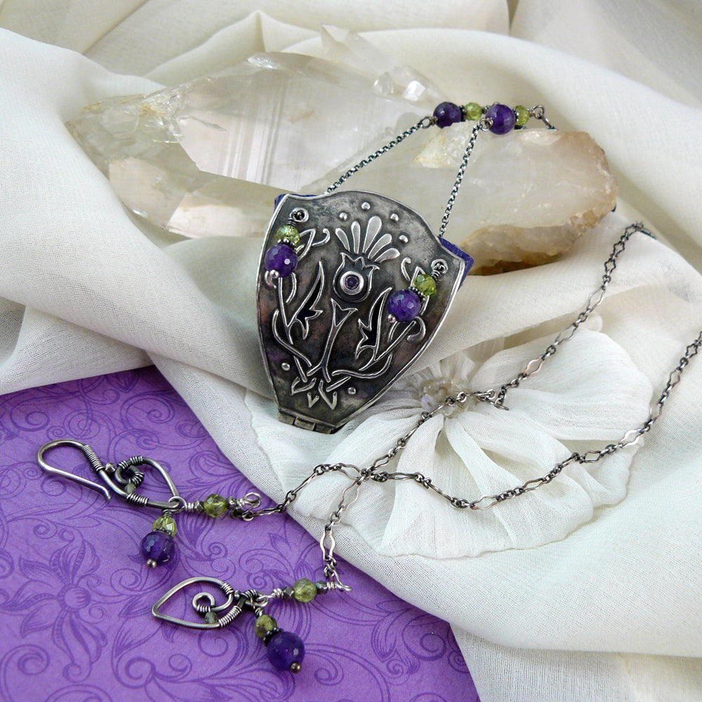 Celtic Knot Thistle Design Sterling Silver Drawstring Purse Pendant