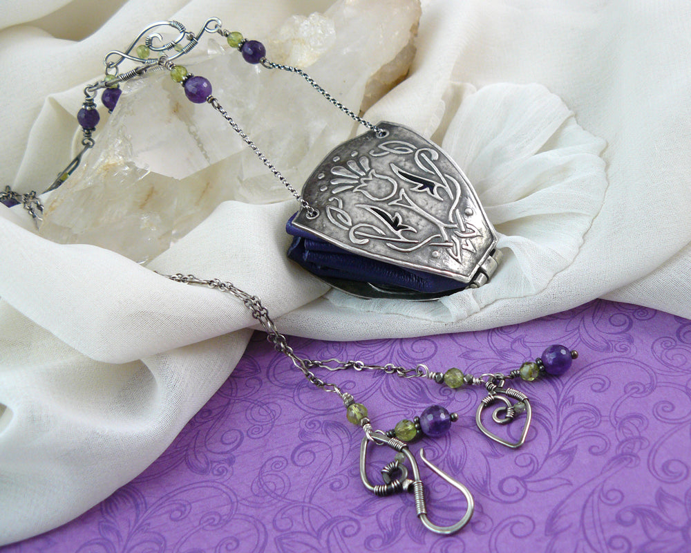 Celtic Knot Thistle Design Sterling Silver Drawstring Purse Pendant