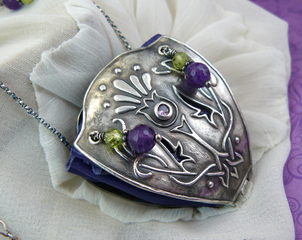 Celtic Knot Thistle Design Sterling Silver Drawstring Purse Pendant