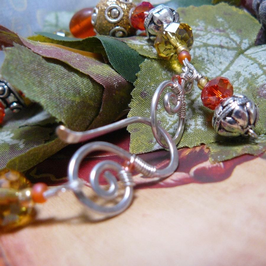 Rays of Sunshine Orange and Yellow Bali Bead Bling Bracelet