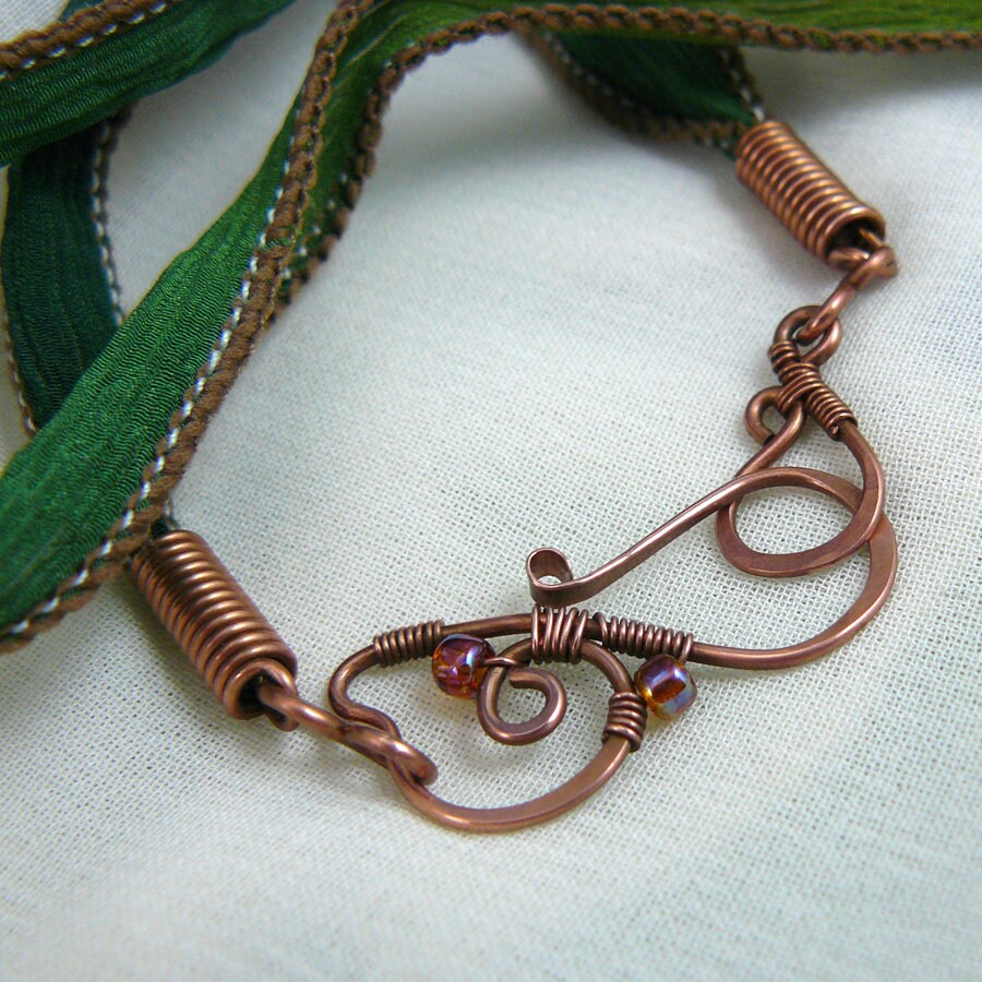 Wire Wrapped Gold and Green Butterfly Black Lip Shell Pendant