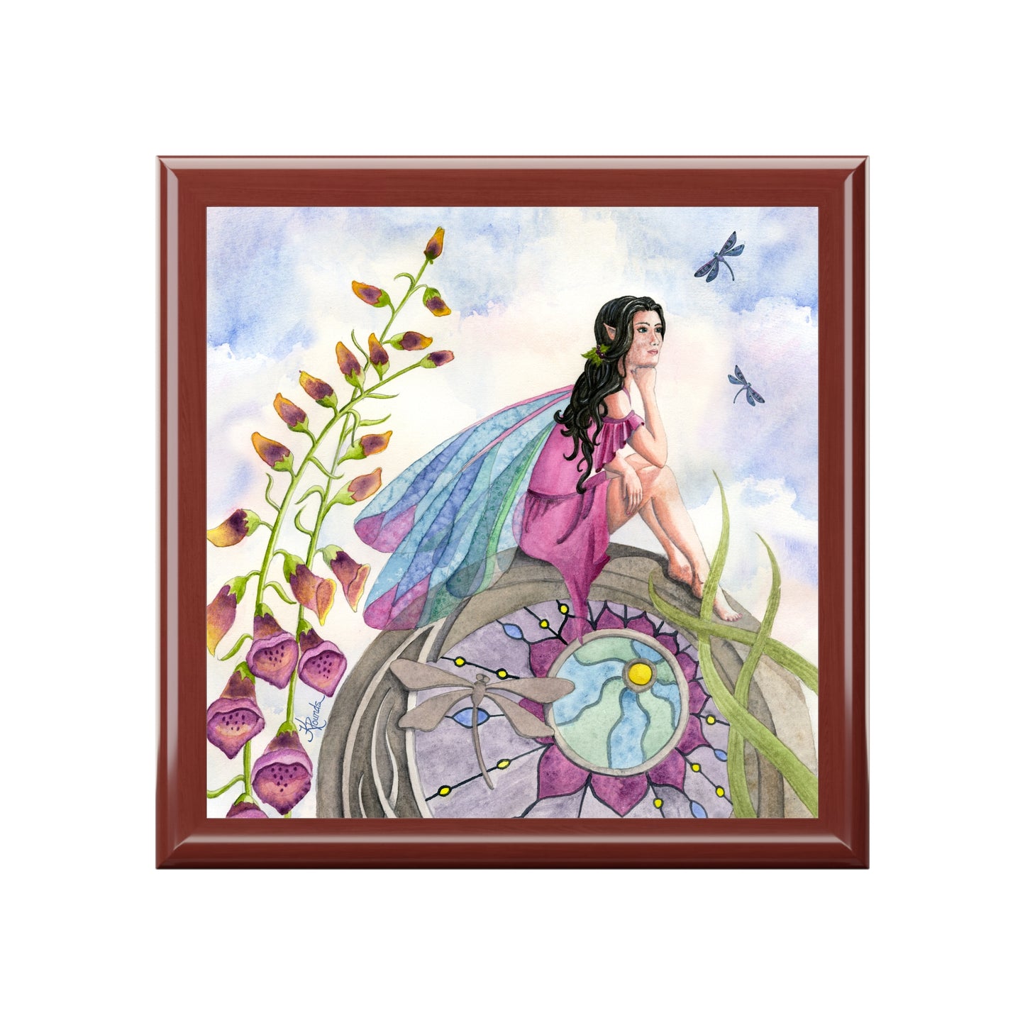 Dragonfly Fairy in the Foxglove Garden Jewelry Box