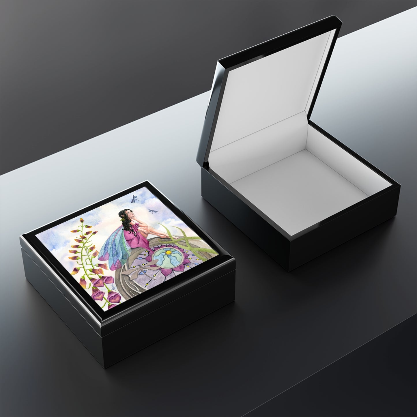 Dragonfly Fairy in the Foxglove Garden Jewelry Box