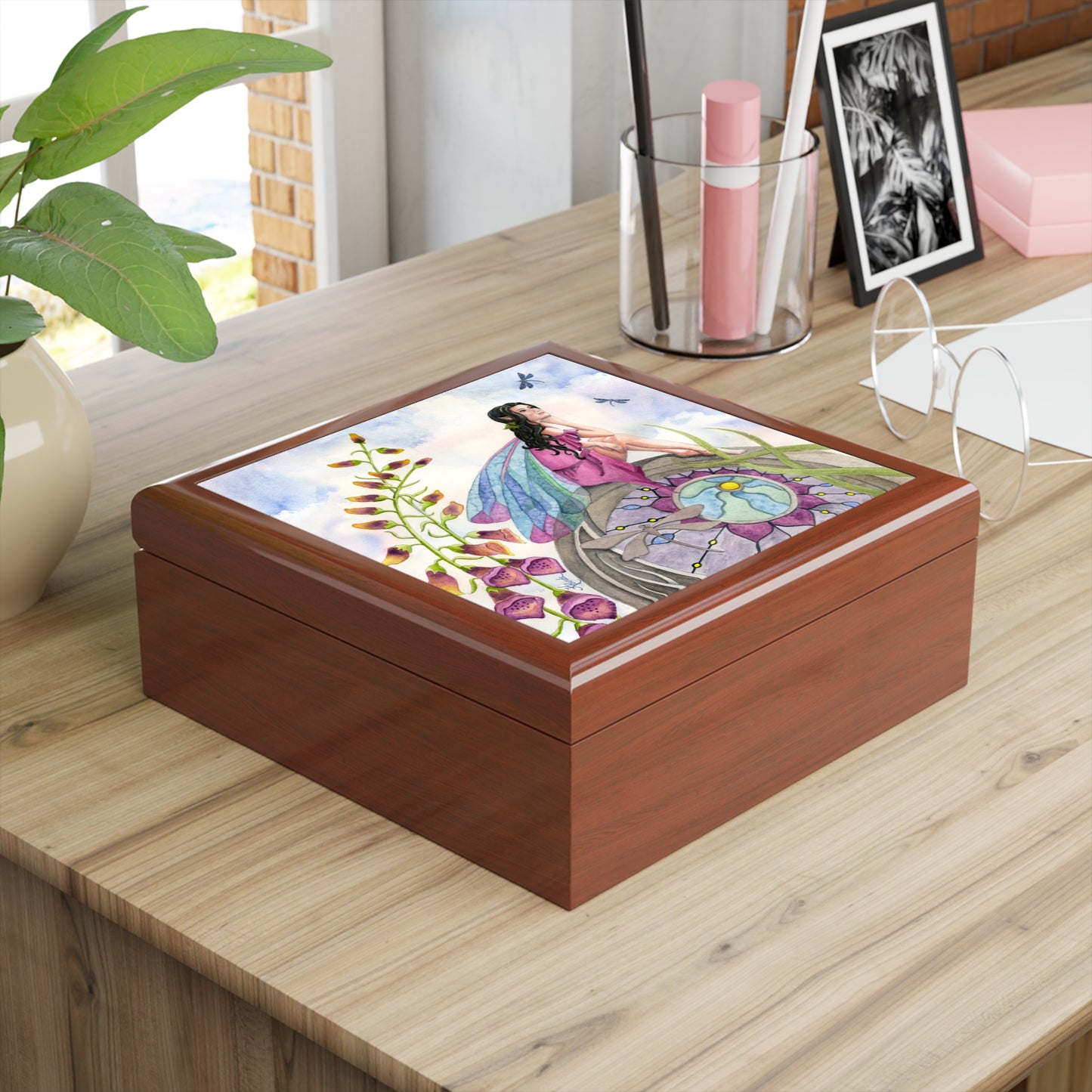 Dragonfly Fairy in the Foxglove Garden Jewelry Box