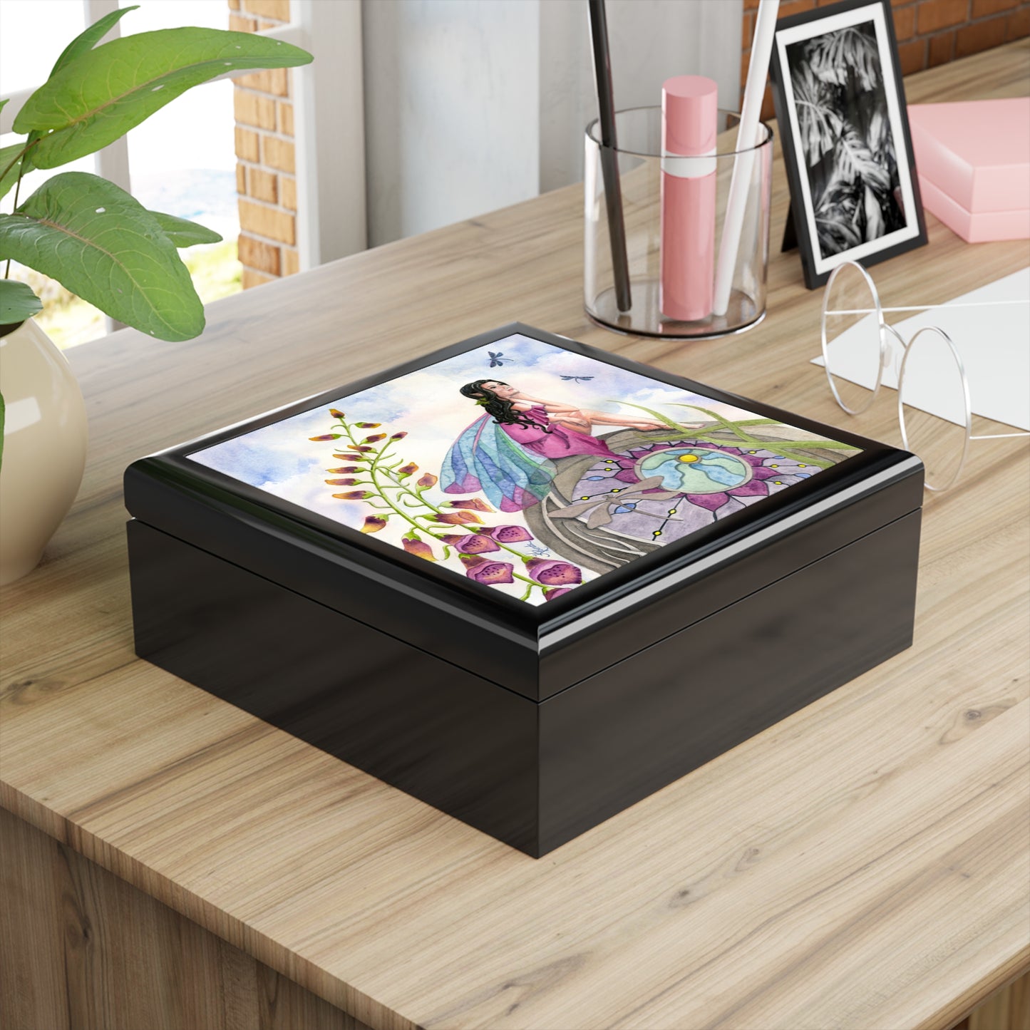 Dragonfly Fairy in the Foxglove Garden Jewelry Box