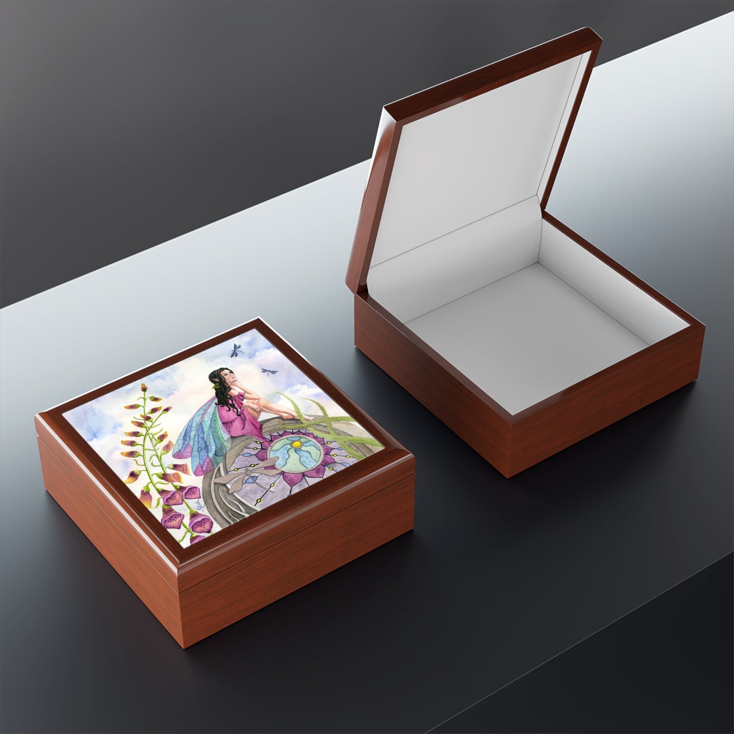 Dragonfly Fairy in the Foxglove Garden Jewelry Box
