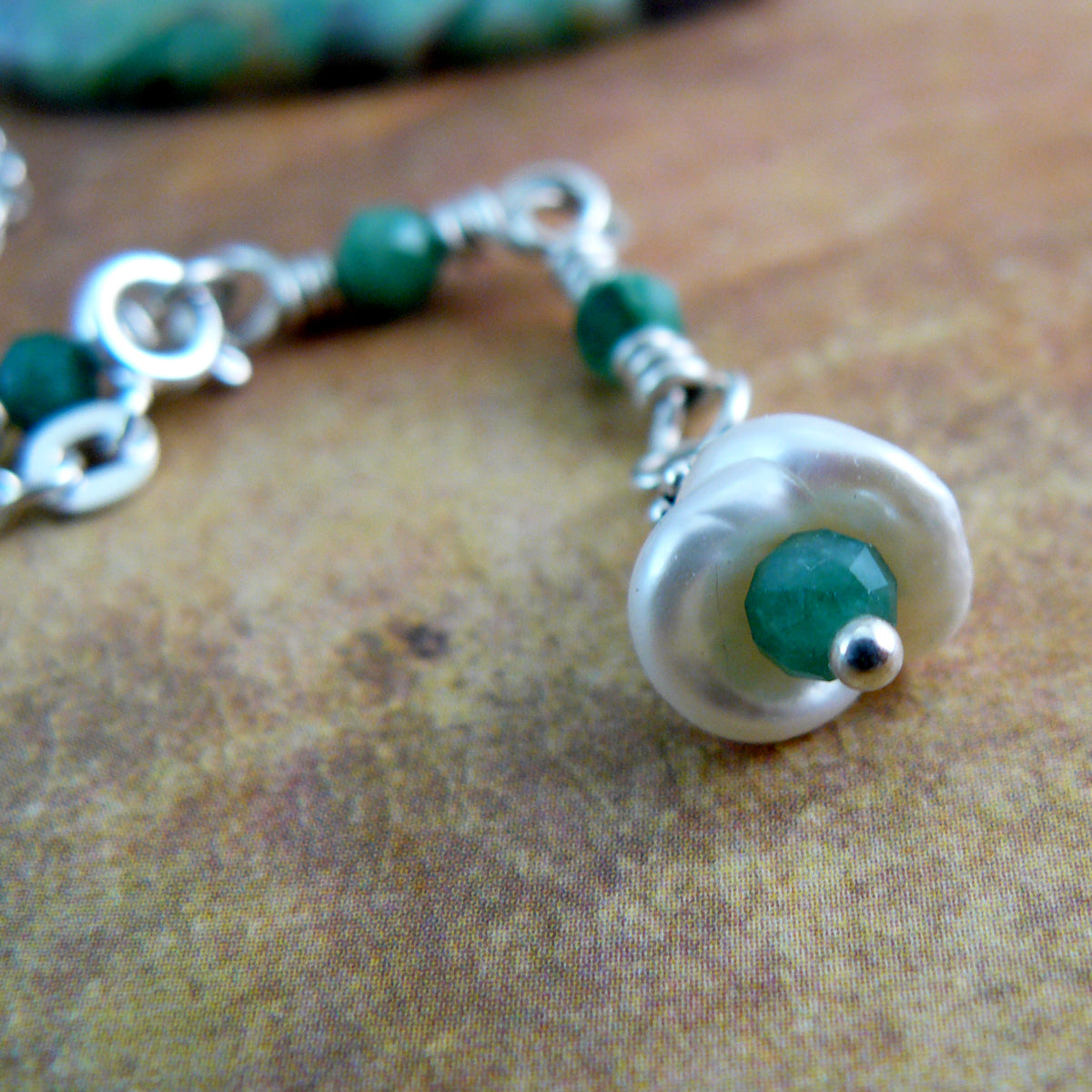 Dreamy Green Ocean Jasper Heart Shaped Pendant Wire Wrapped in Sterling Silver