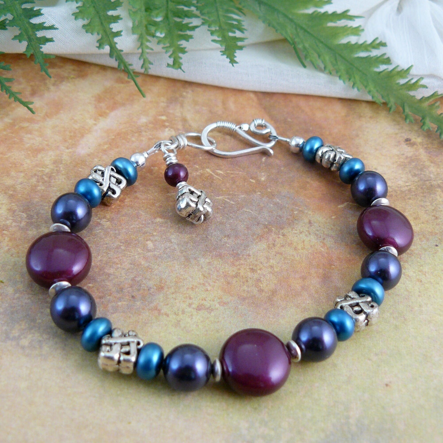 Jewel Tones and Celtic Knot Swarovski and Freshwater Pearl Bracelet